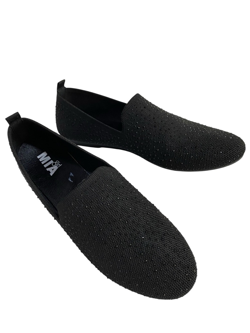 MIA Black NEW Knit Slip-On Loafers Sparkle Accents Size 8.5